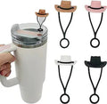 4 Pack Silicone Cowboy Hat Straw Covers Cap Compatible with Stanley Cup 30 40 Oz, Cute Funny Tumbler Straw Topper Accessories for Man & Woman Gift